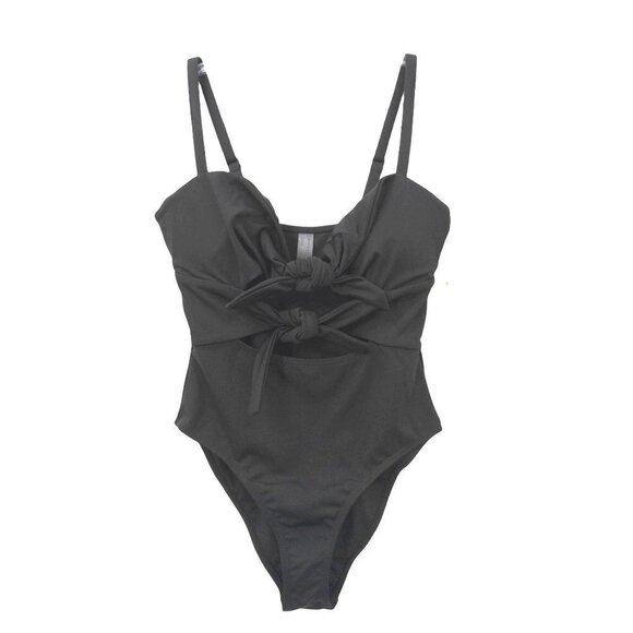 Crescent Drive Cut Out One Piece Swimsuit S Black New - Picture 1 of 9